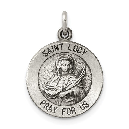 Sterling Silver Antiqued Saint Lucy Medal QC5696