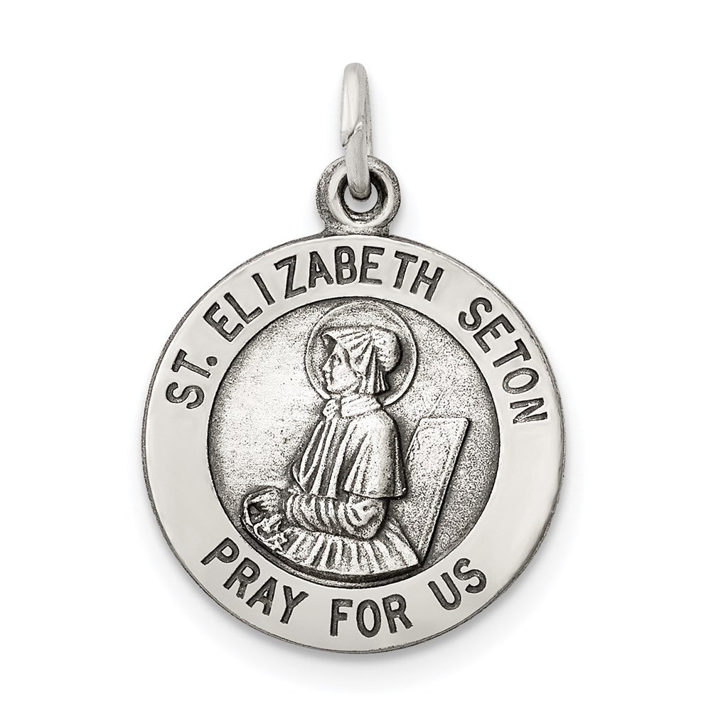 Sterling Silver Antiqued Saint Elizabeth Seton Medal QC5714