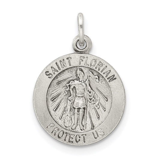 Sterling Silver Antiqued Saint Florian Medal QC5721