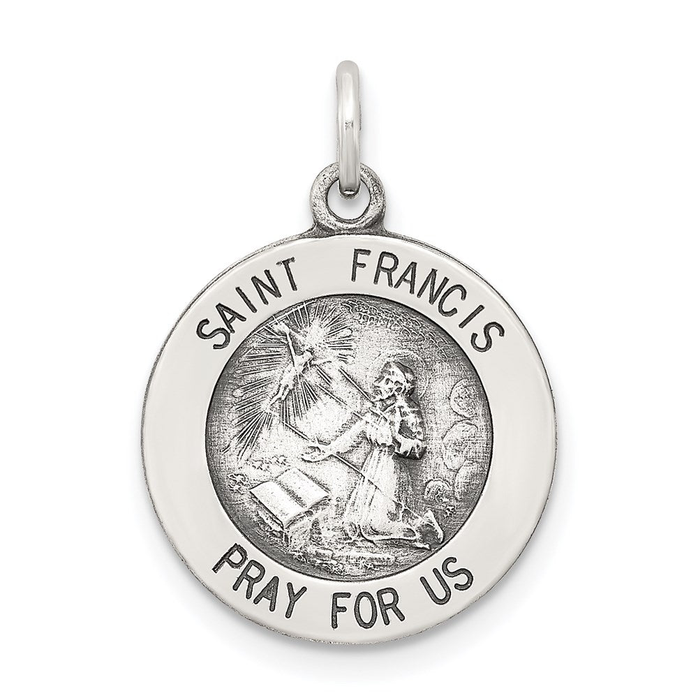 Sterling Silver Antiqued Saint Francis Medal QC5723