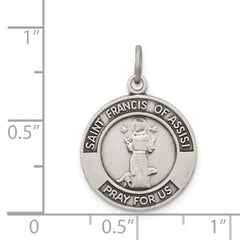 Sterling Silver Antiqued Saint Francis of Assisi Medal QC5725