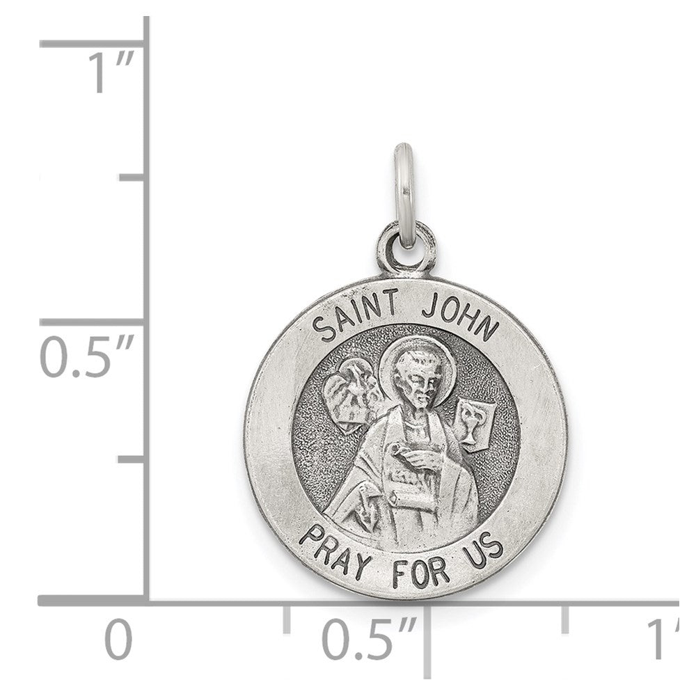 Sterling Silver Antiqued Saint John Medal QC5731