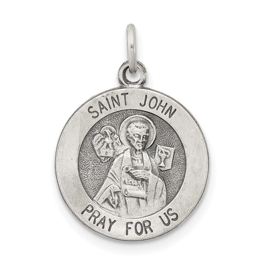 Sterling Silver Antiqued Saint John Medal QC5731