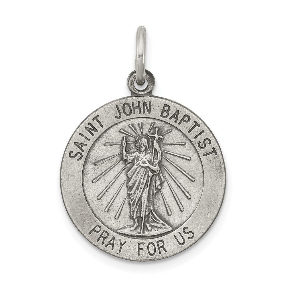 Sterling Silver Antiqued Saint John the Baptist Medal QC5734