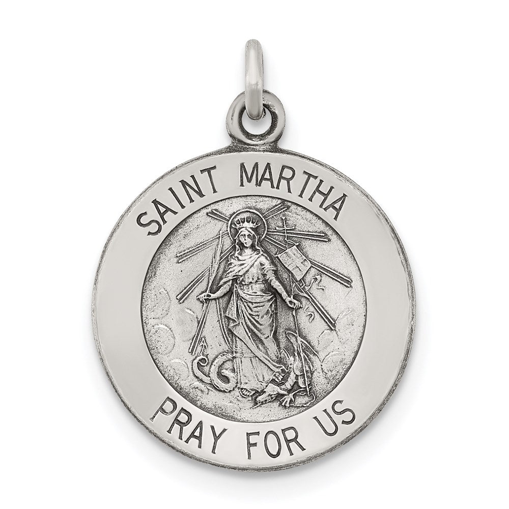 Sterling Silver Antiqued Saint Martha Medal QC5739