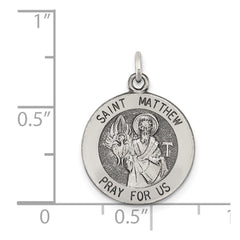 Sterling Silver Antiqued Saint Matthew Medal QC5741