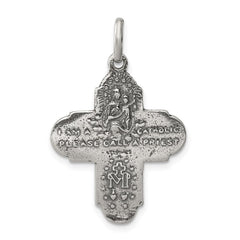 Sterling Silver Antiqued Reversible 4-way Medal QC5805