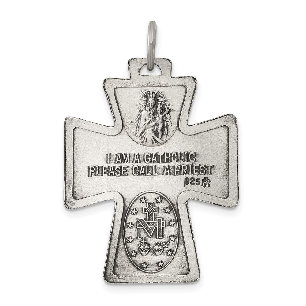 Sterling Silver Antiqued Reversible 4-way Medal QC5808
