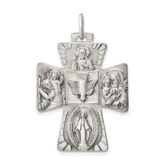 Sterling Silver Antiqued Reversible 4-way Medal QC5808