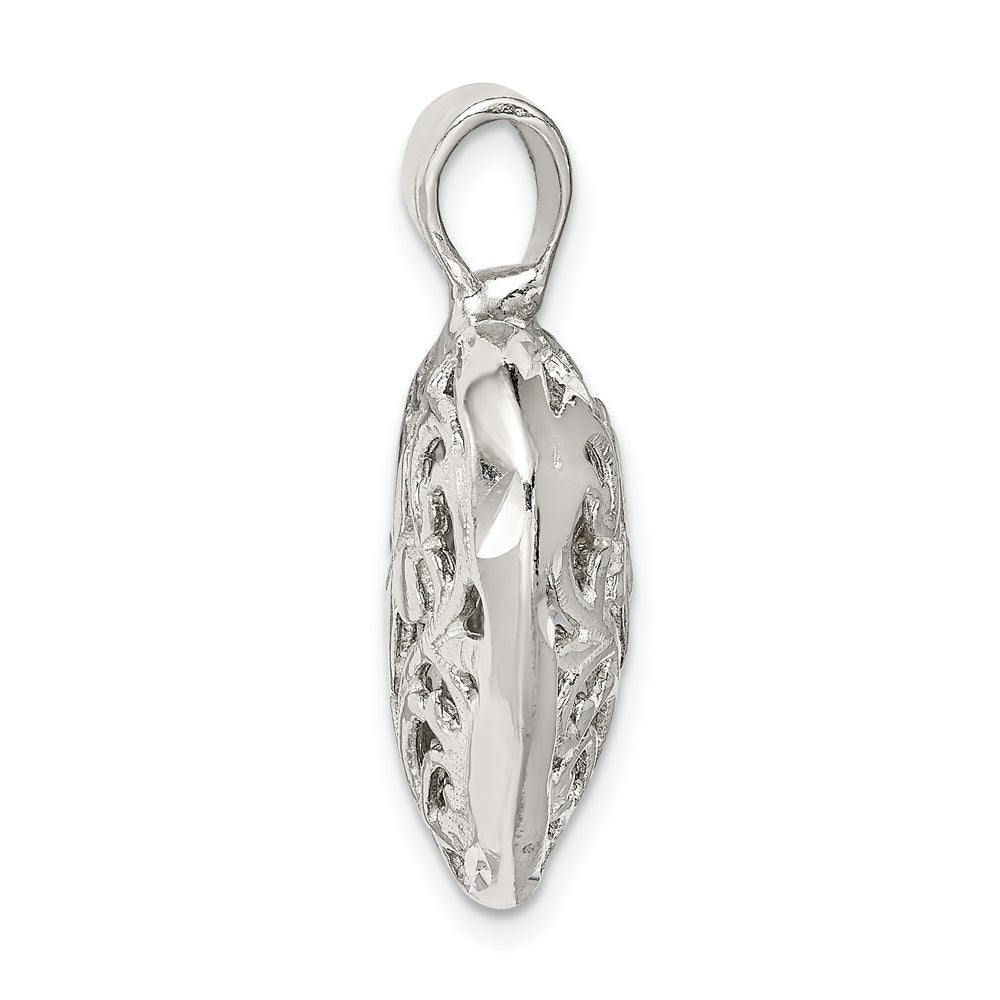 Sterling Silver Filigree Floral Heart Pendant QC581