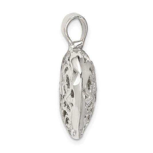 Sterling Silver Filigree Floral Heart Pendant QC581