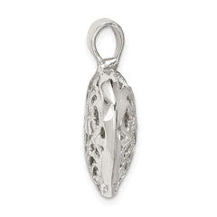 Sterling Silver Filigree Floral Heart Pendant QC581