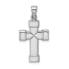 Sterling Silver Rhodium-plated Hollow Reversible Cross Pendant QC5838
