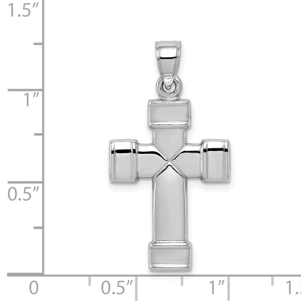 Sterling Silver Rhodium-plated Hollow Reversible Cross Pendant QC5838