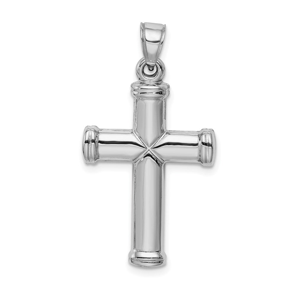 Sterling Silver Rhodium-plated Hollow Reversible Cross Pendant QC5839