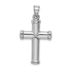 Sterling Silver Rhodium-plated Hollow Reversible Cross Pendant QC5839