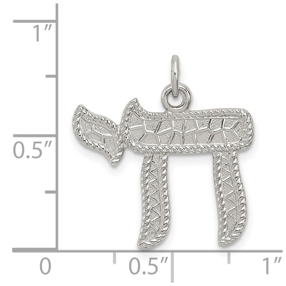 Sterling Silver Rhodium-plated Chai Pendant QC5915