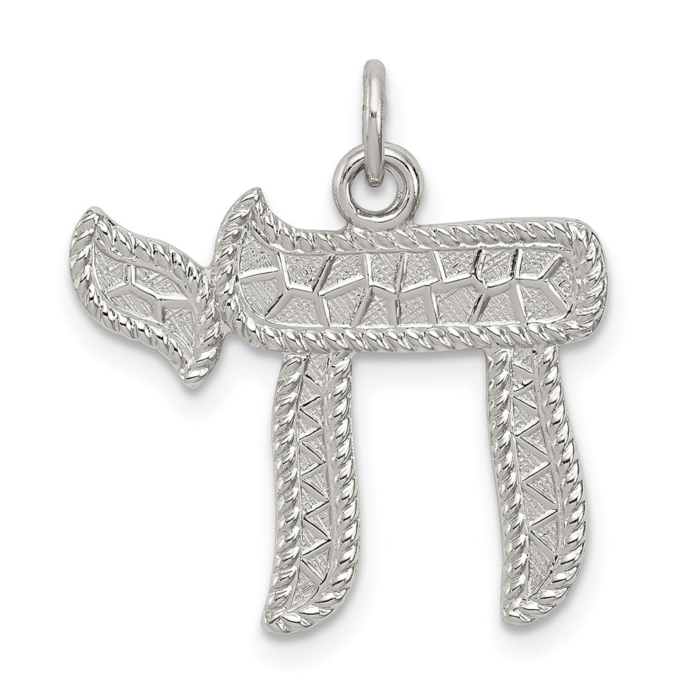 Sterling Silver Rhodium-plated Chai Pendant QC5915