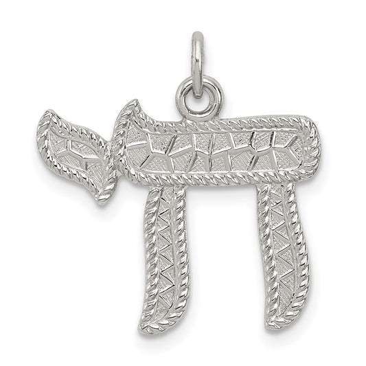 Sterling Silver Rhodium-plated Chai Pendant QC5915