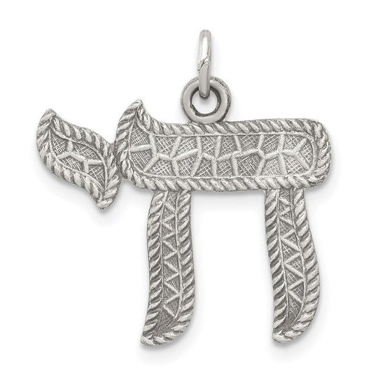 Sterling Silver Antiqued Chai Pendant QC5916