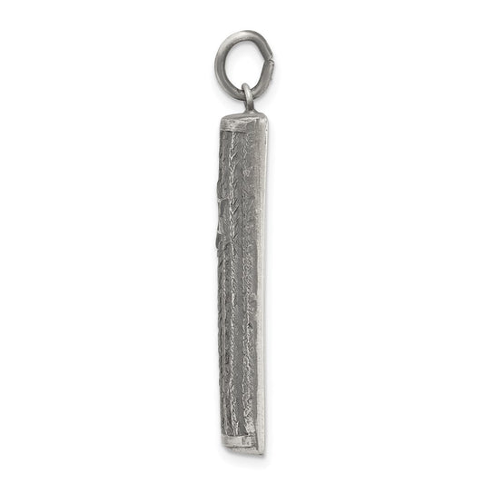 Sterling Silver Antiqued Mezuzah Pendant QC5923