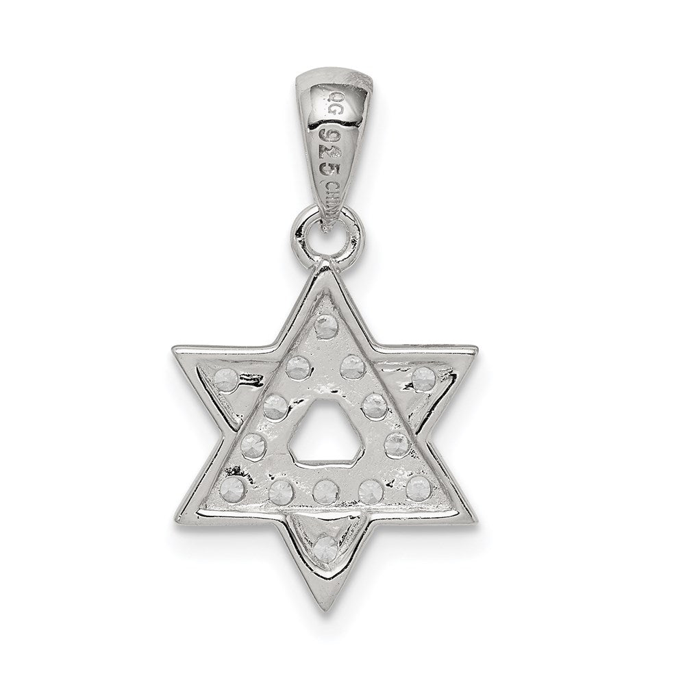 Sterling Silver Rhodium-plated CZ Star of David Pendant QC5944