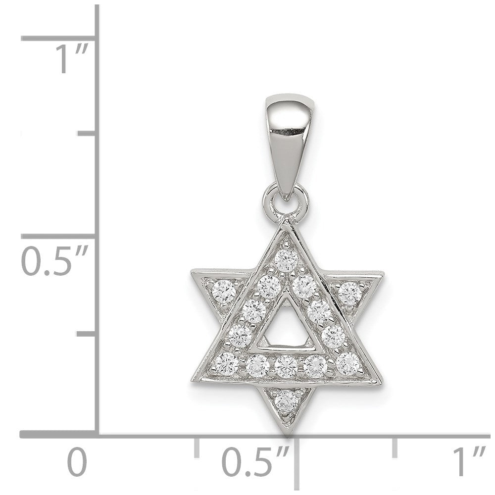 Sterling Silver Rhodium-plated CZ Star of David Pendant QC5944
