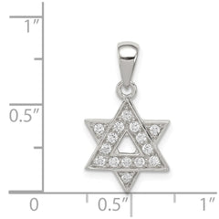 Sterling Silver Rhodium-plated CZ Star of David Pendant QC5944