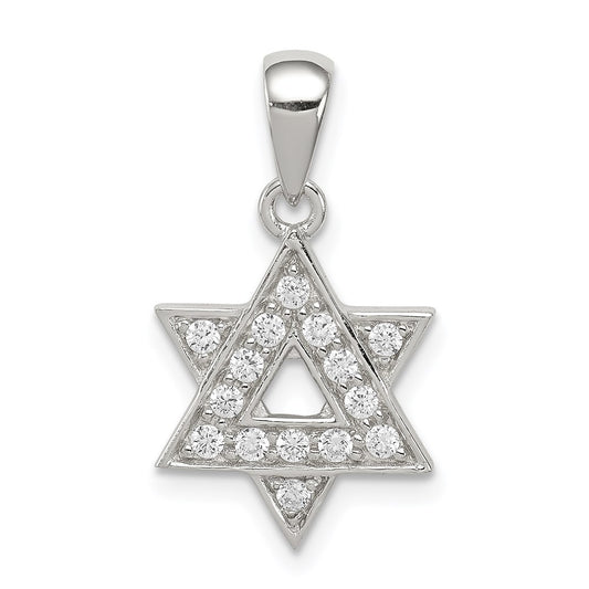Sterling Silver Rhodium-plated CZ Star of David Pendant QC5944