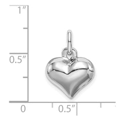 Sterling Silver Rhodium-plated Puffed Heart Charm QC5980