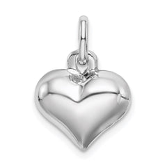 Sterling Silver Rhodium-plated Puffed Heart Charm QC5980
