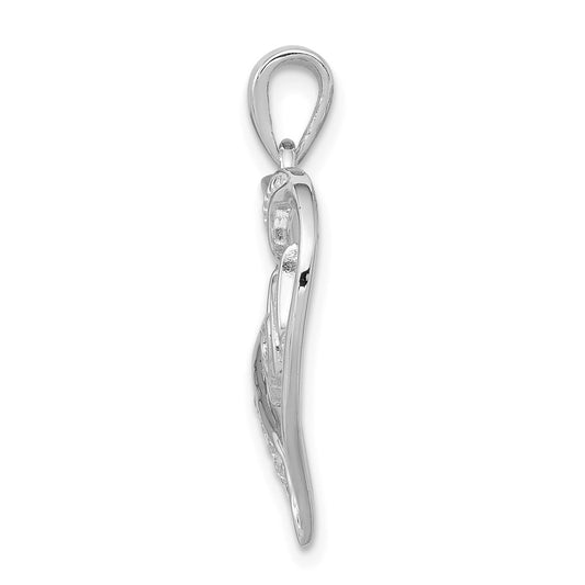 Sterling Silver Rhodium-plated MOM CZ Heart Pendant QC5990
