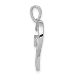 Sterling Silver Rhodium-plated MOM CZ Heart Pendant QC5991