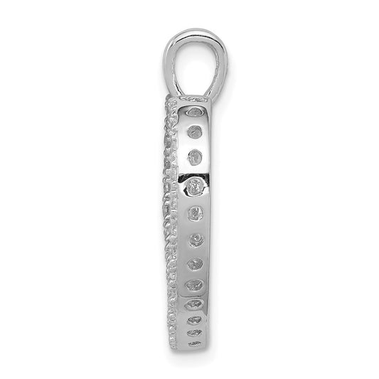 Sterling Silver Rhodium-plated CZ Open Heart MOM Pendant QC5994