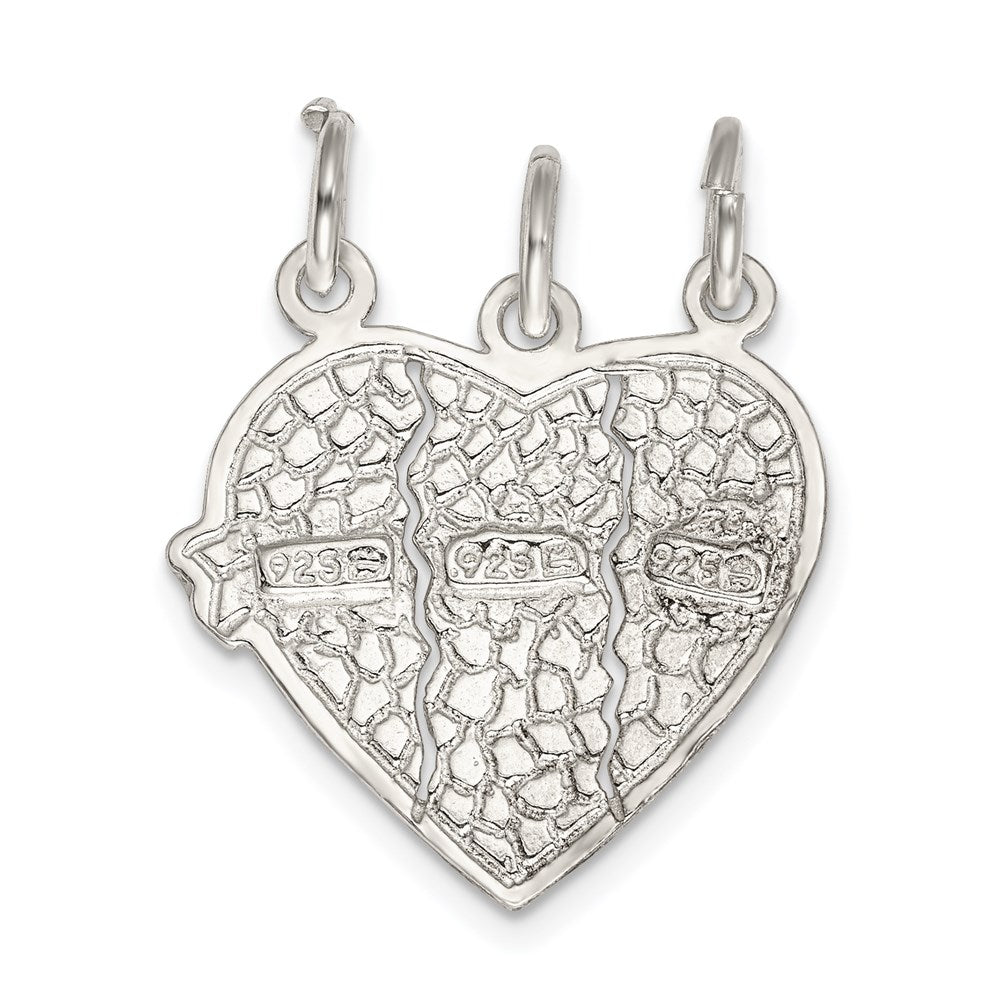 Sterling Silver Best Friends 3-piece break apart Heart Charm QC601