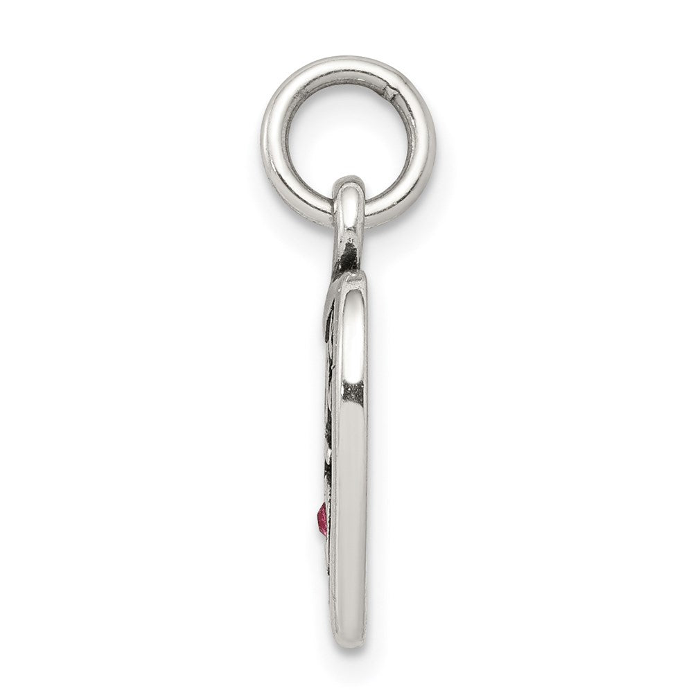 Sterling Silver Antiqued Sweet 16 Heart Charm QC6016