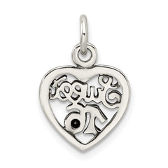 Sterling Silver Antiqued Sweet 16 Heart Charm QC6016