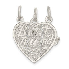 Sterling Silver Best Friends 3-piece break apart Heart Charm QC601