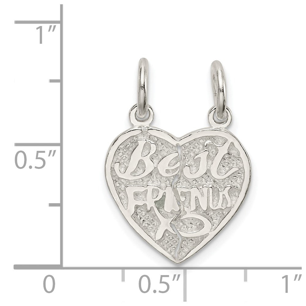 Sterling Silver Best Friends 2-piece break apart Heart Charm QC602