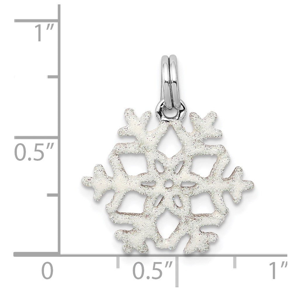 Sterling Silver Rhodium-plated Enameled Snowflake Charm QC6081