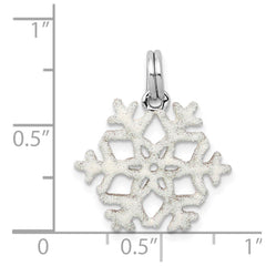 Sterling Silver Rhodium-plated Enameled Snowflake Charm QC6081