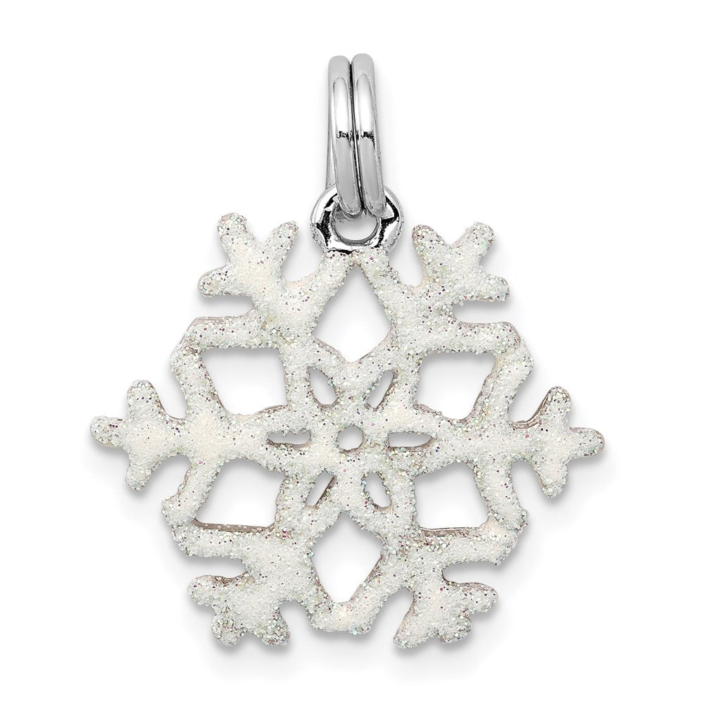 Sterling Silver Rhodium-plated Enameled Snowflake Charm QC6081