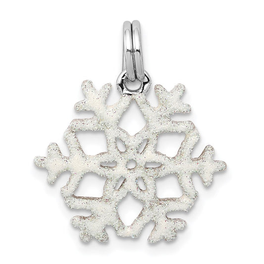 Sterling Silver Rhodium-plated Enameled Snowflake Charm QC6081