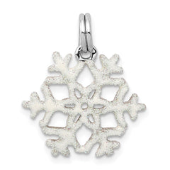 Sterling Silver Rhodium-plated Enameled Snowflake Charm QC6081