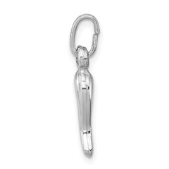 Sterling Silver Rhodium-plated Italian Horn Charm QC6086