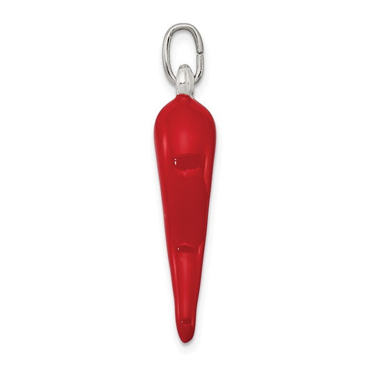 Sterling Silver Red Enamel Italian Horn Pendant QC6093