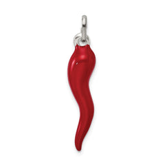 Sterling Silver Red Enamel Italian Horn Pendant QC6093