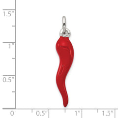 Sterling Silver Red Enamel Italian Horn Pendant QC6093