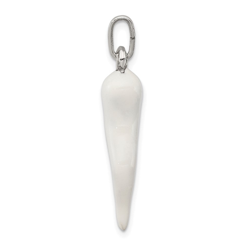 Sterling Silver White Enamel Italian Horn Pendant QC6094