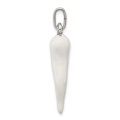 Sterling Silver White Enamel Italian Horn Pendant QC6094